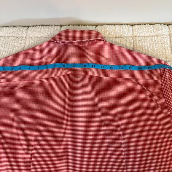 Mizzen Main Mens Gingham Red Long Sleeve Button Down Trim Fit Shirt Size Large - Picture 7 of 9